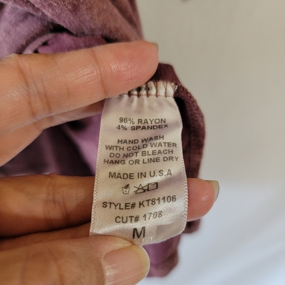 Blue Buttercup Women Burnout Red Fringe Top Sz M Boho Grunge Festival Minimalist - Picture 11 of 12